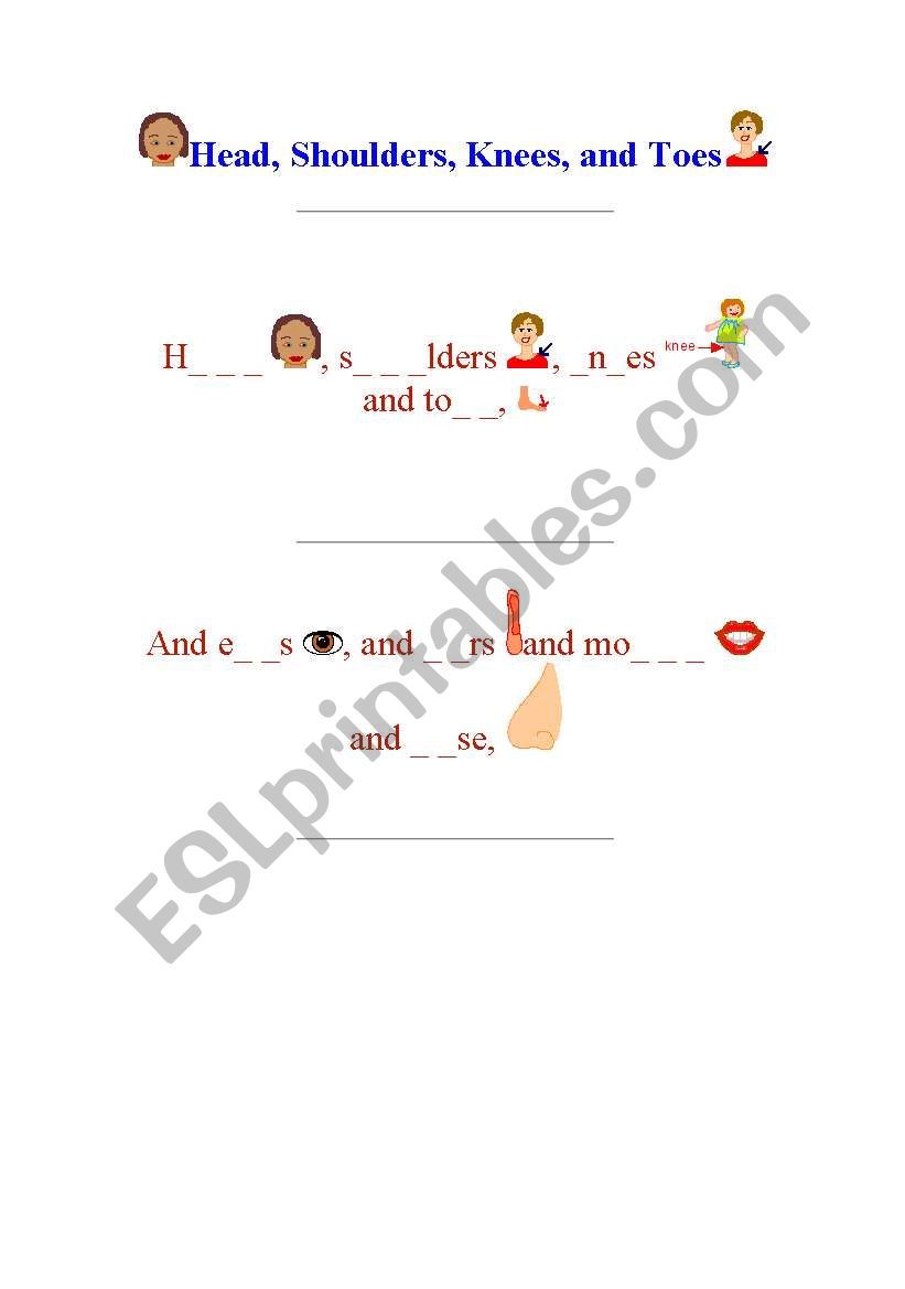 complete parts of body worksheet