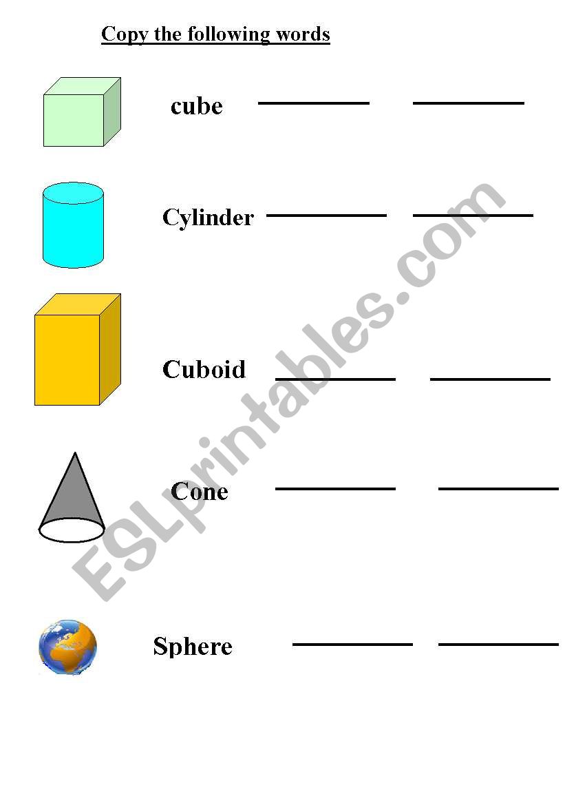 3D shapes worksheet