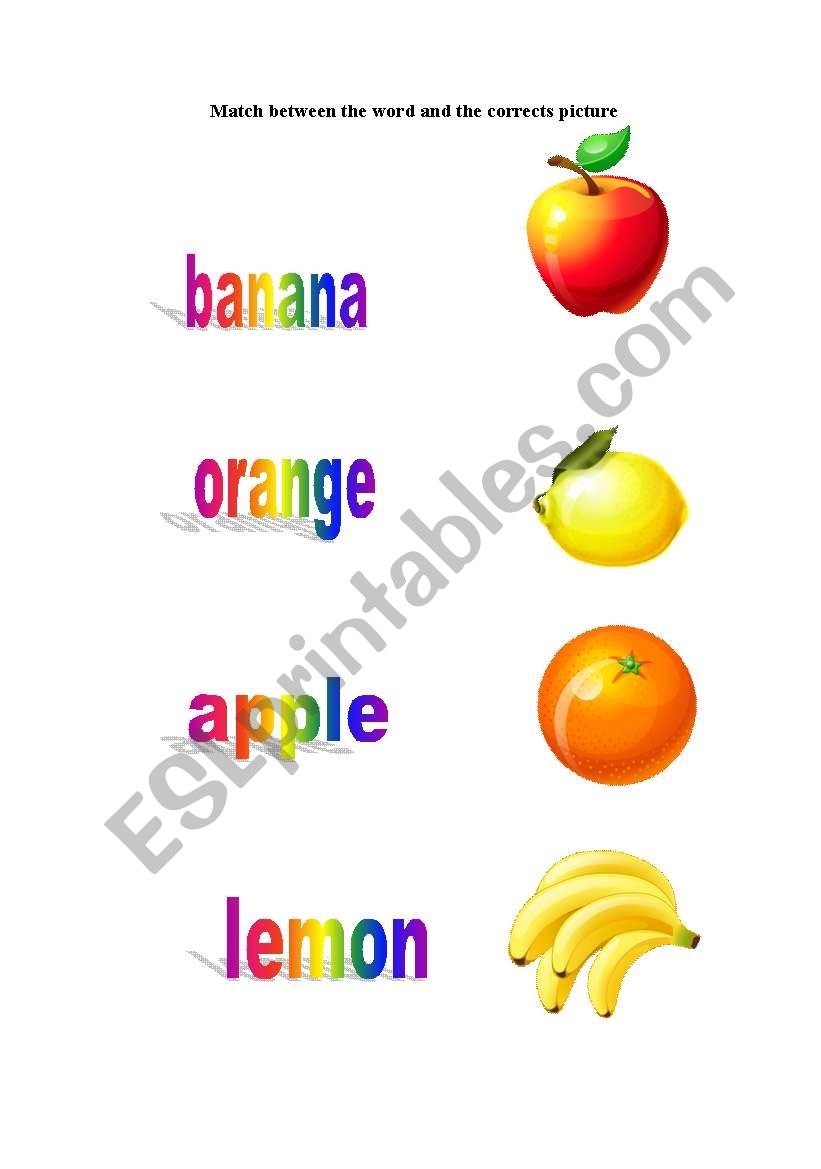 fruits word worksheet