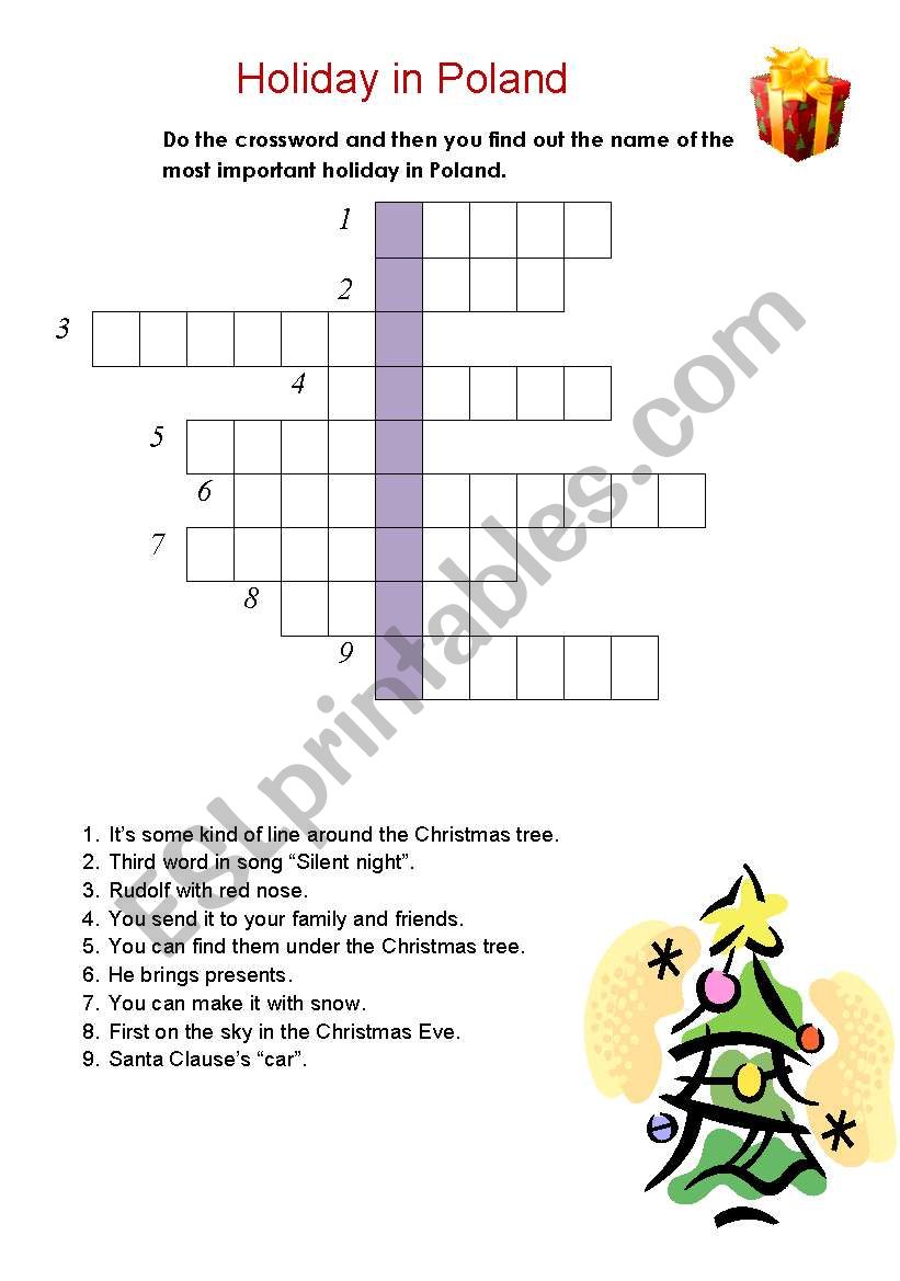 christmas crossword worksheet