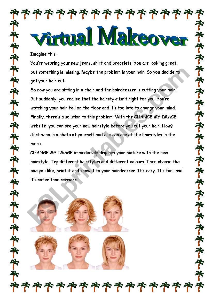 Reading. Virtual makeover worksheet