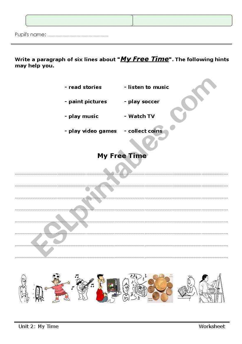 my free tme.... worksheet