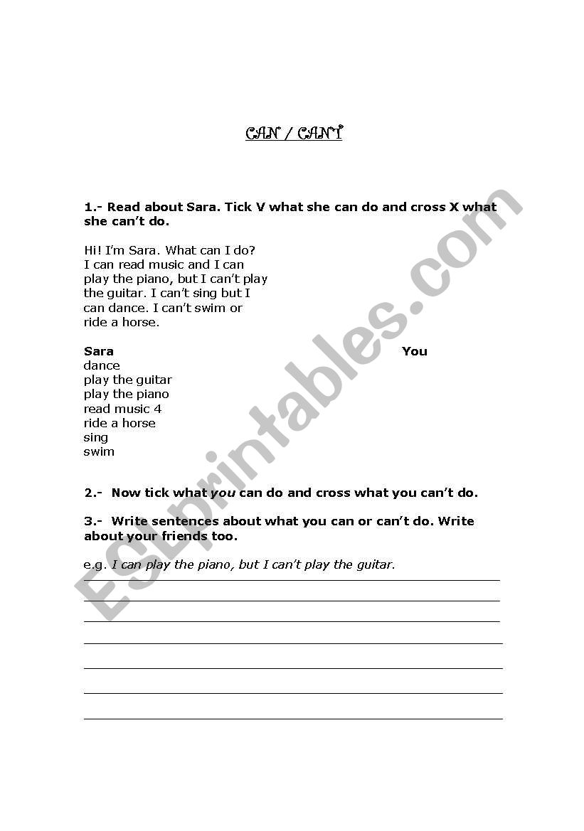 can/cant worksheet