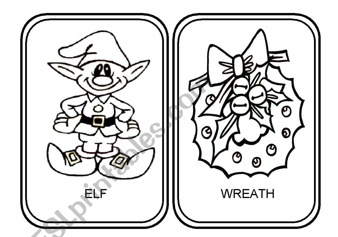 XMAS FLASHCARDS - black and white flashcards 1/2