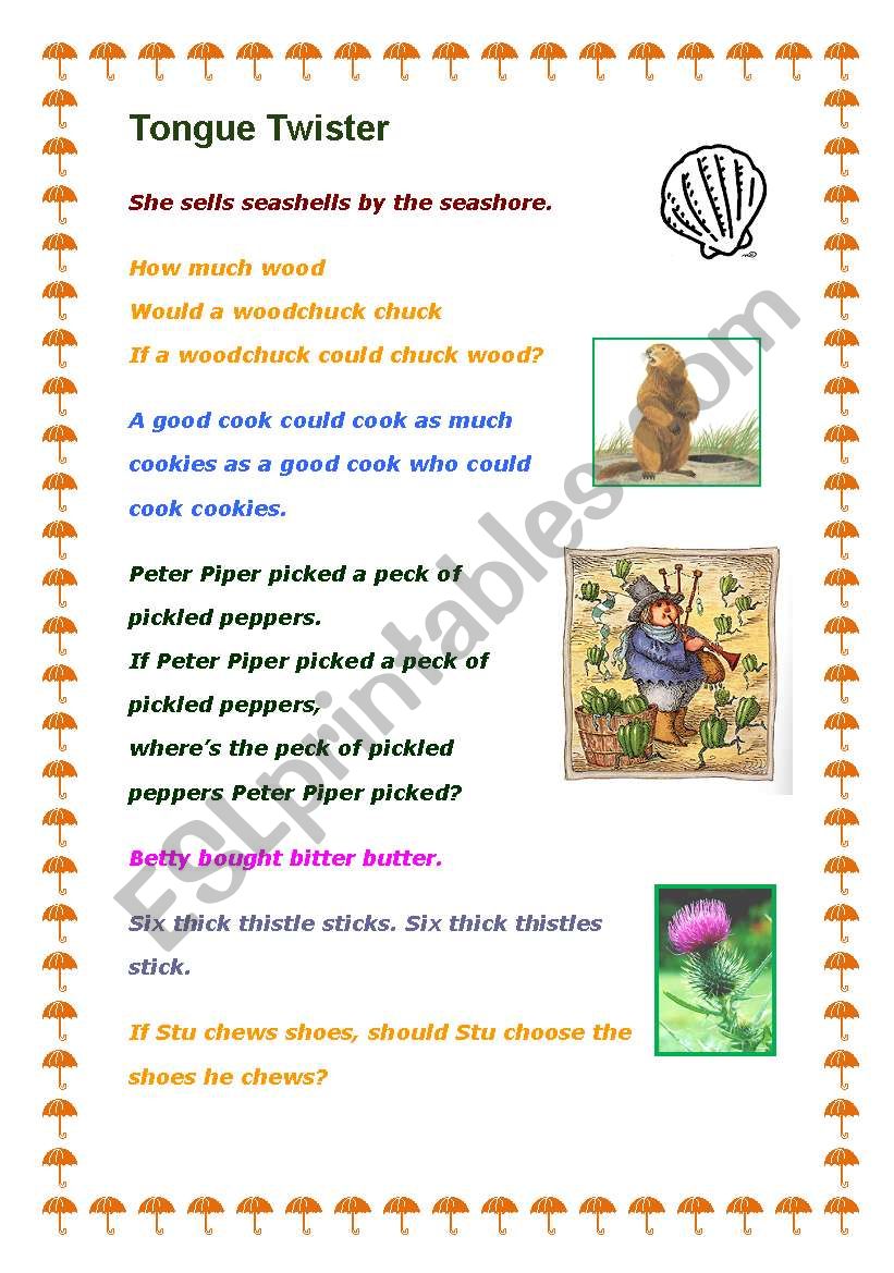 TONGUE TWISTERS worksheet