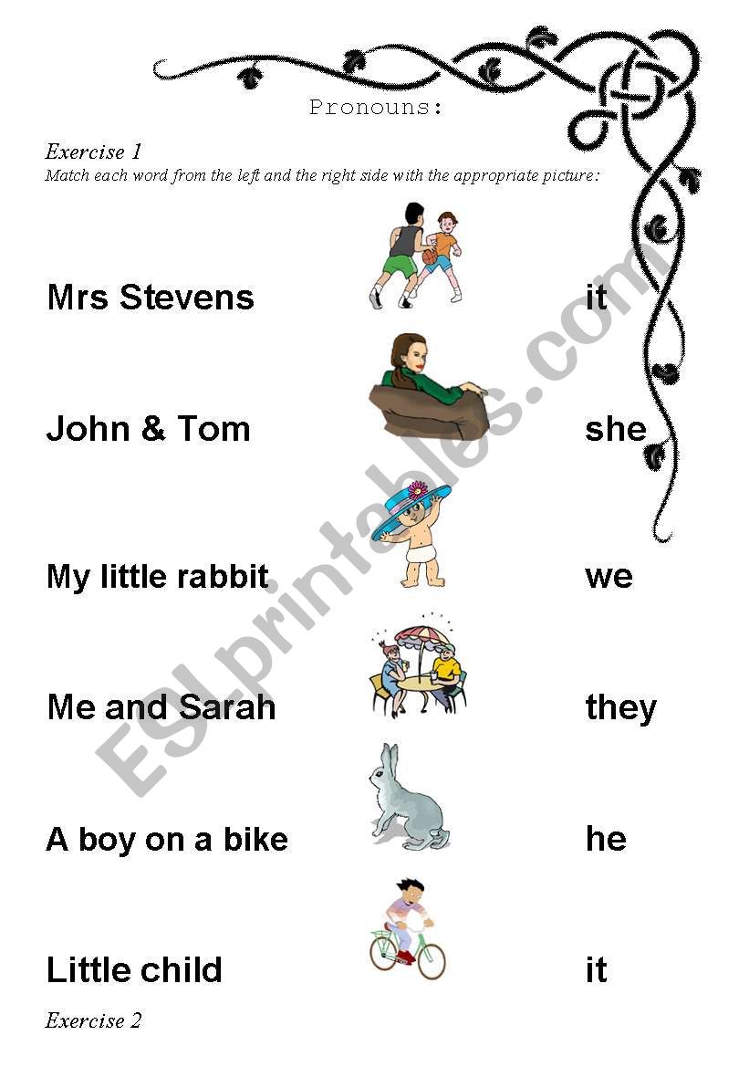 Pronouns worksheet