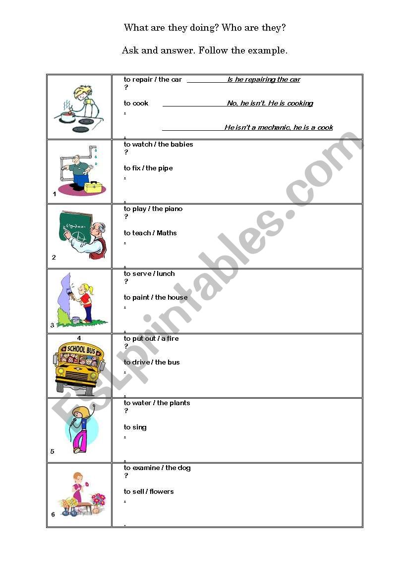 Jobs - What are they doing? worksheet