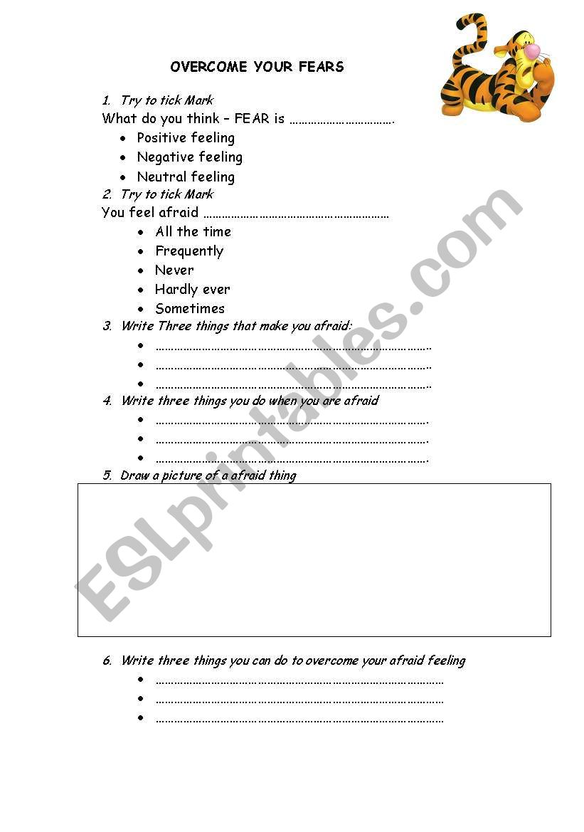 Overcome your fears  worksheet