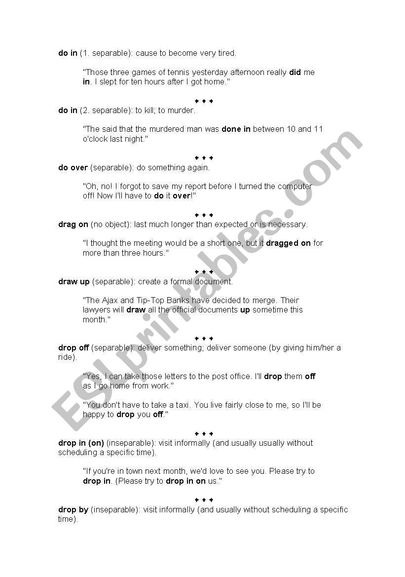 Phrasal Verbs worksheet