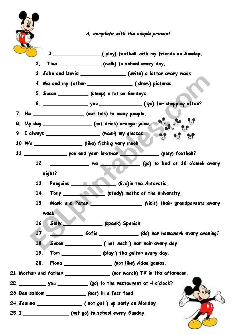 simple present worksheet