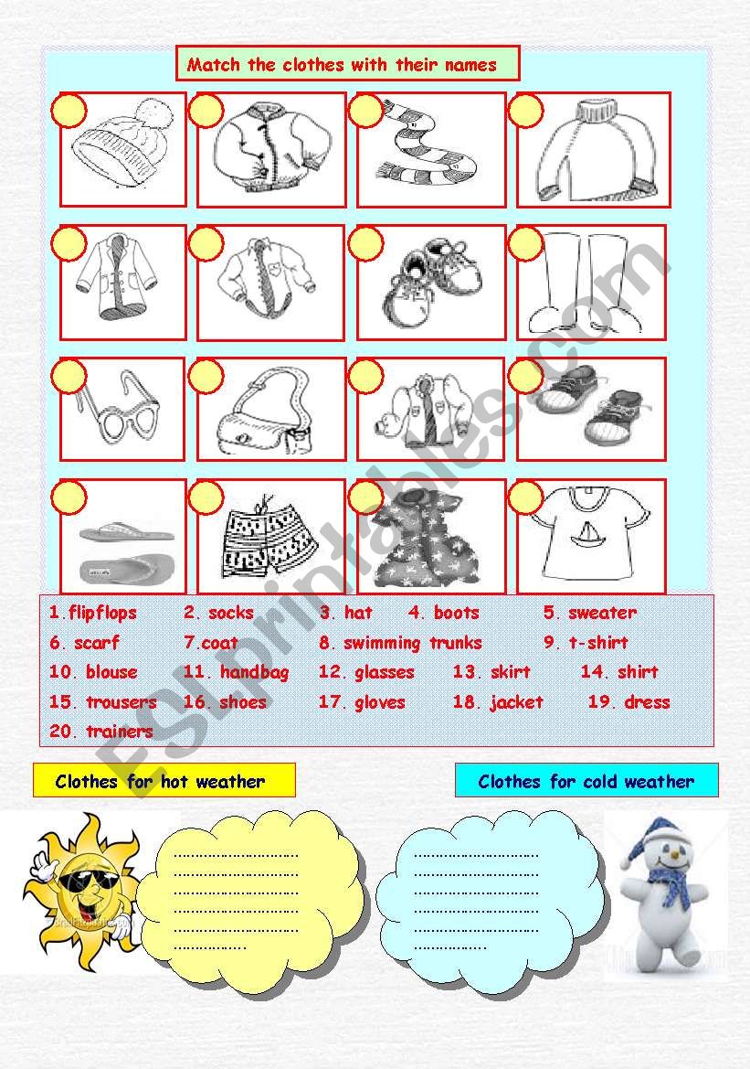 clothes worksheet