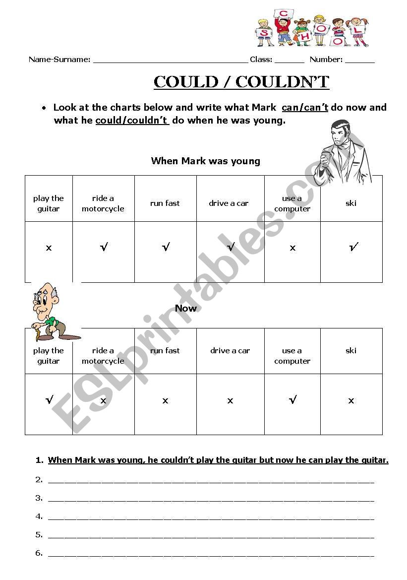 COULD / COULDNT worksheet