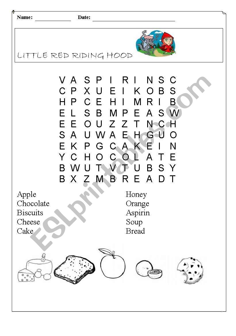 Little red WORDSEARCH worksheet