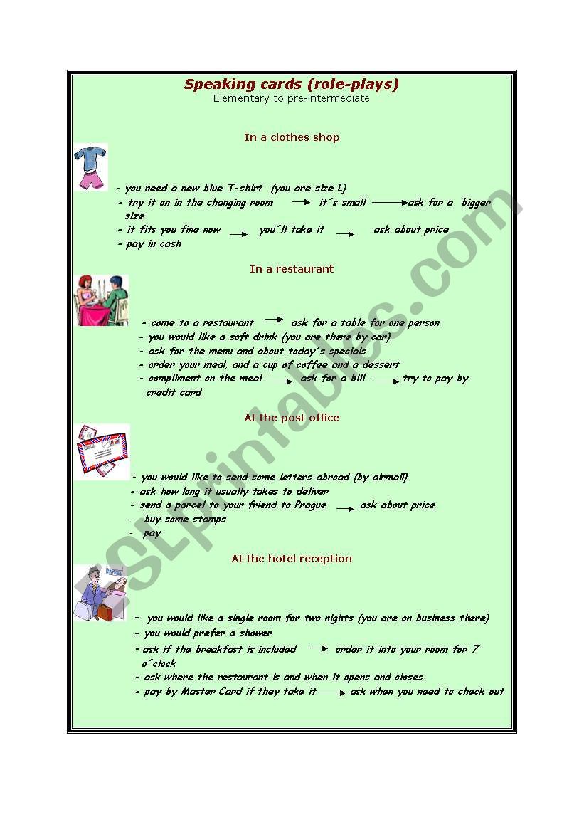 Role-plays worksheet