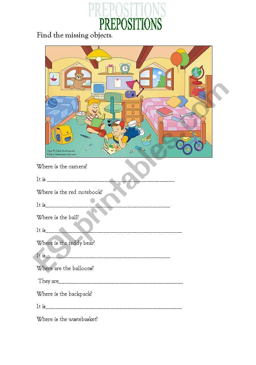 Prepositions worksheet