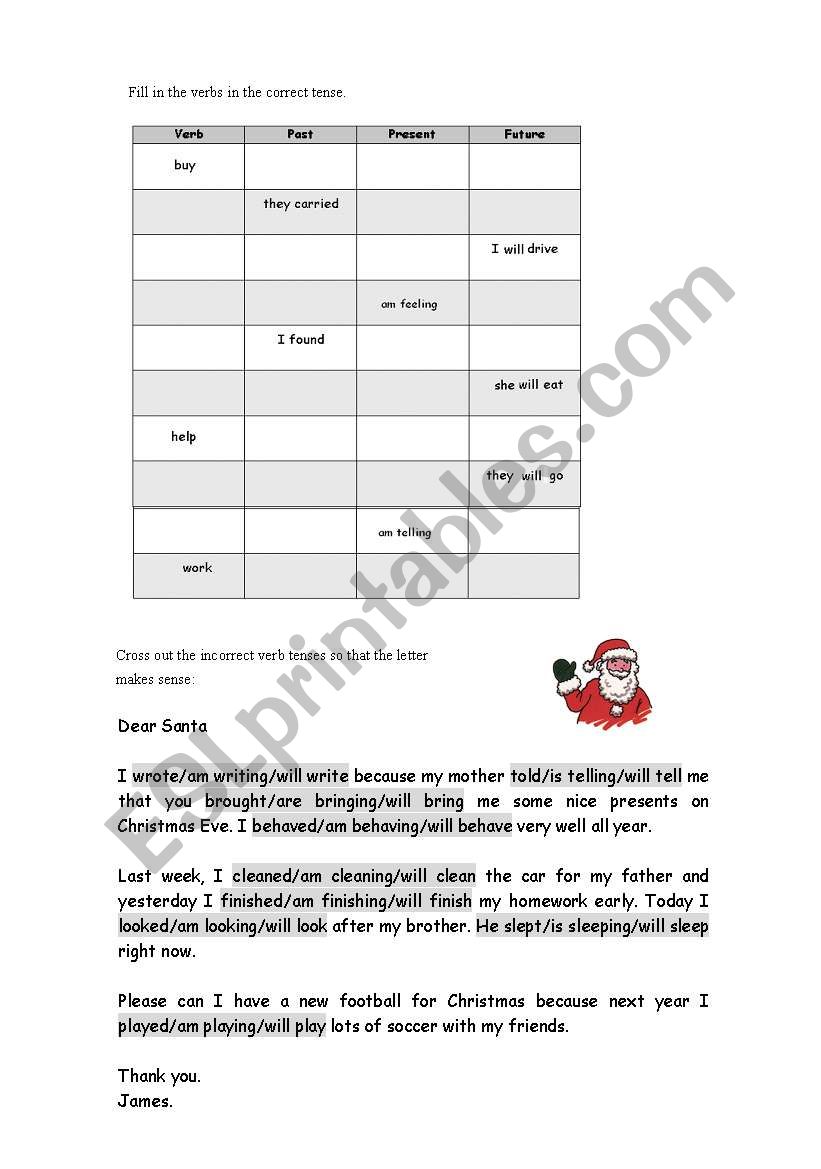 Verbs and tenses worksheet