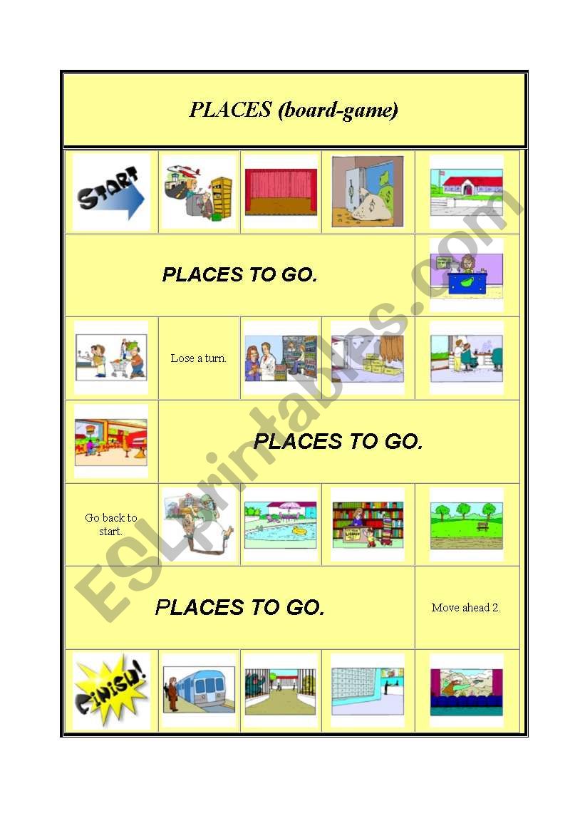 Places boardgame worksheet
