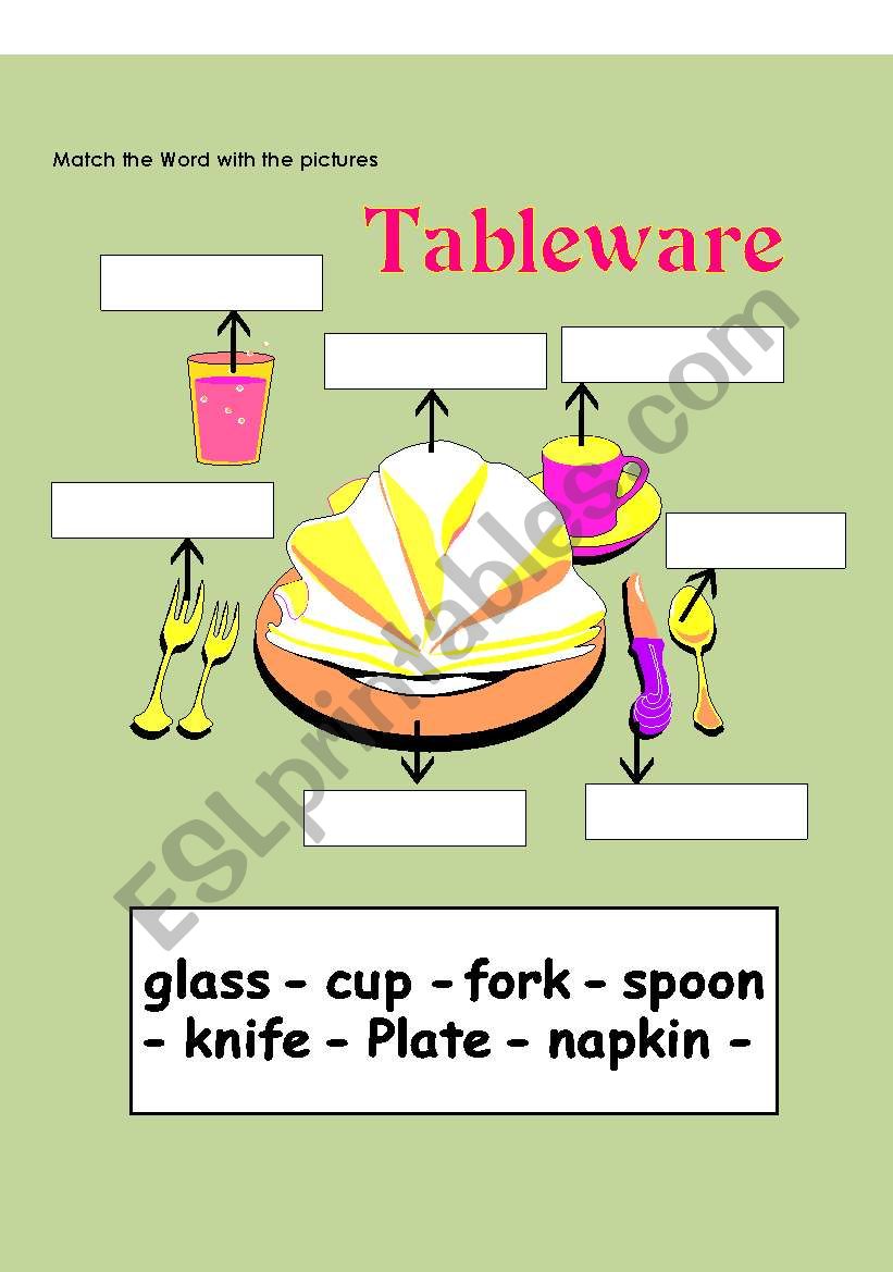 Tableware worksheet