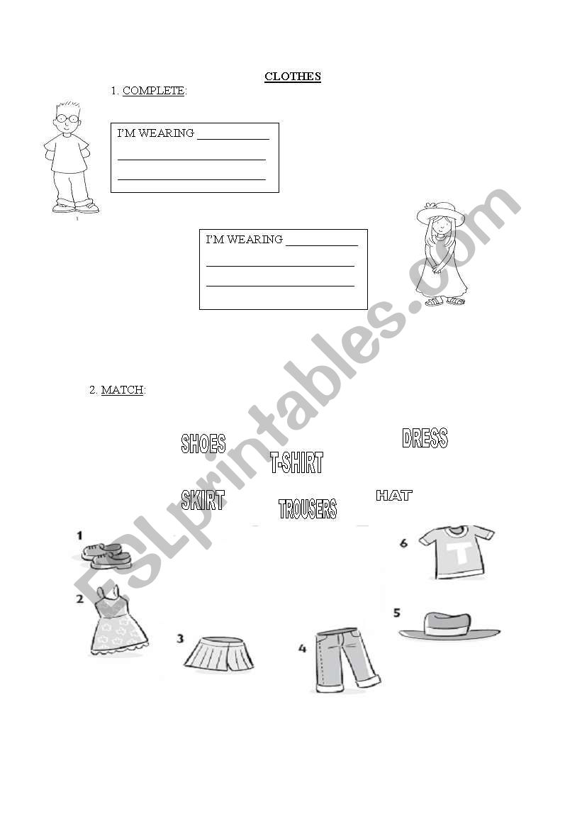 My clothes worksheet