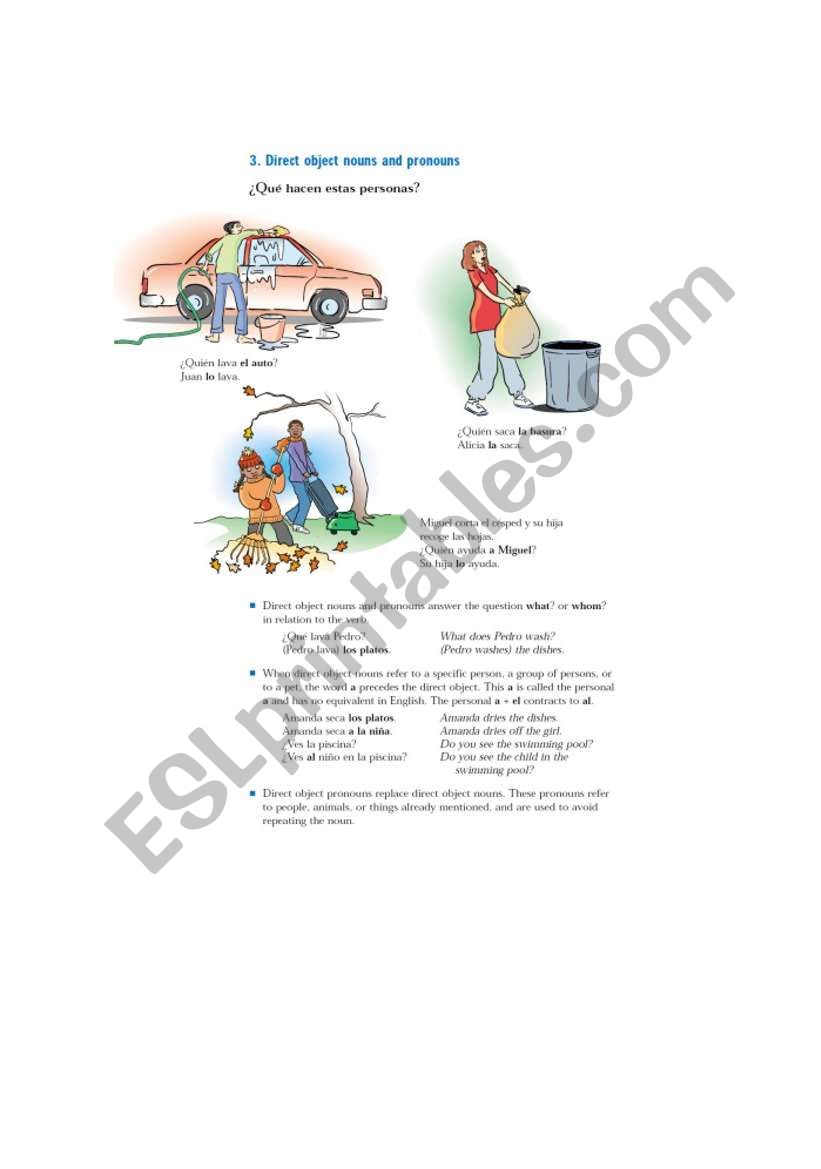 direct objects worksheet