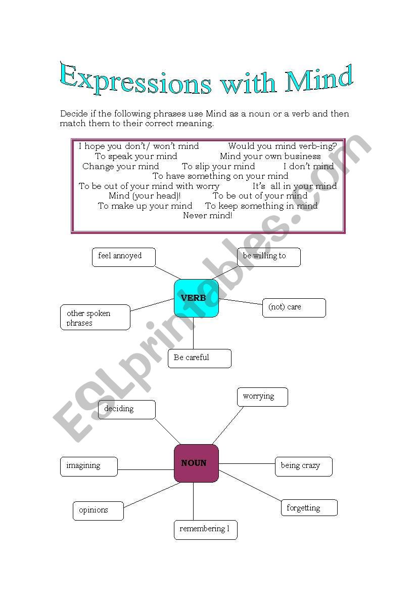 Expressions with Mind worksheet