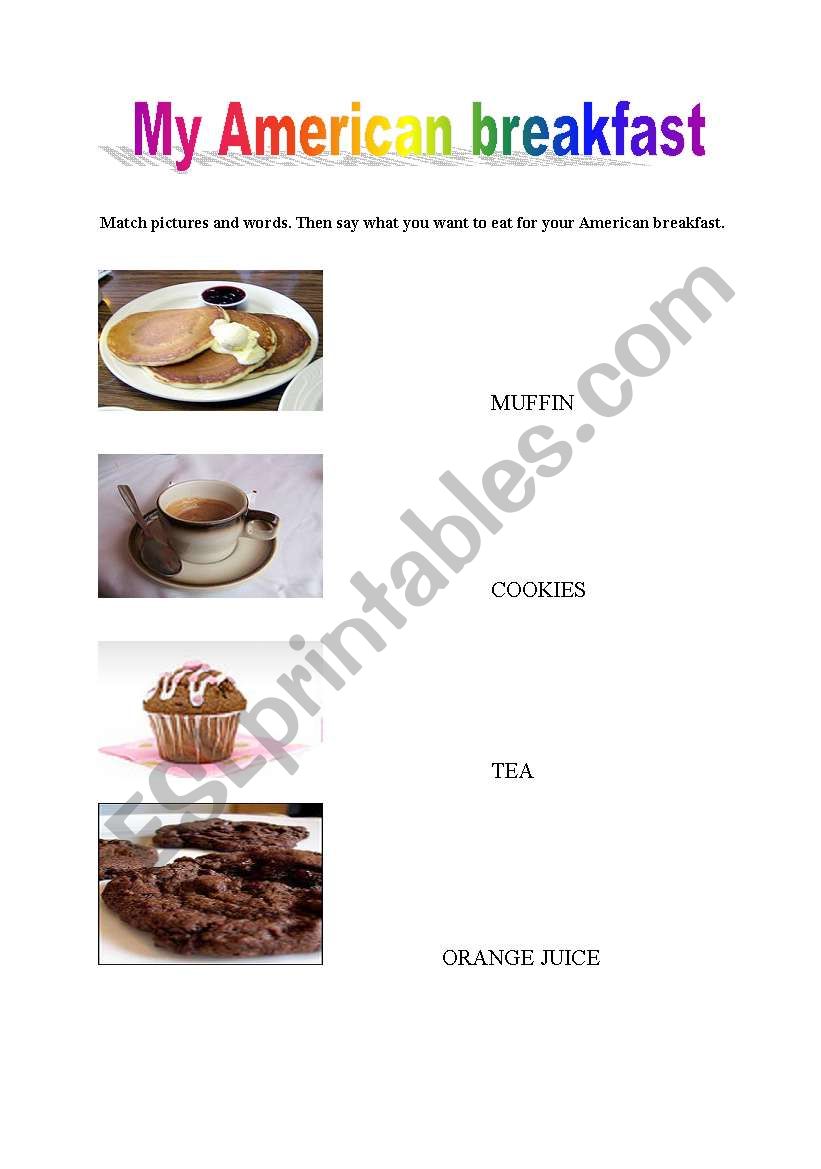 My American breakfast worksheet