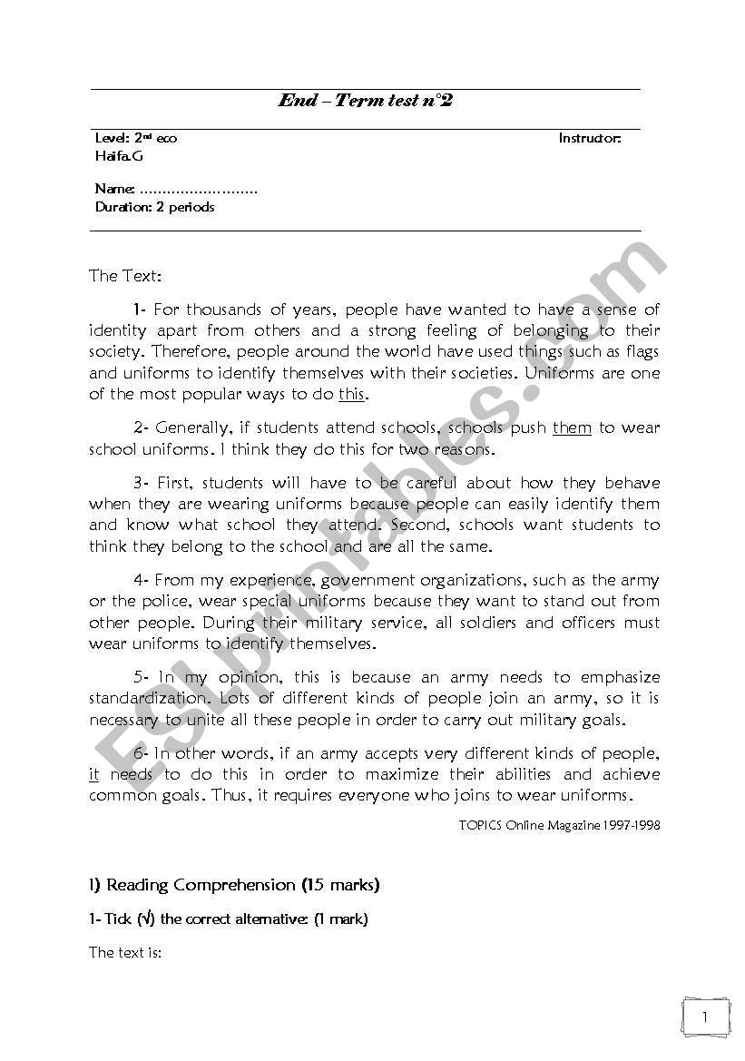 End Term Test n2 worksheet