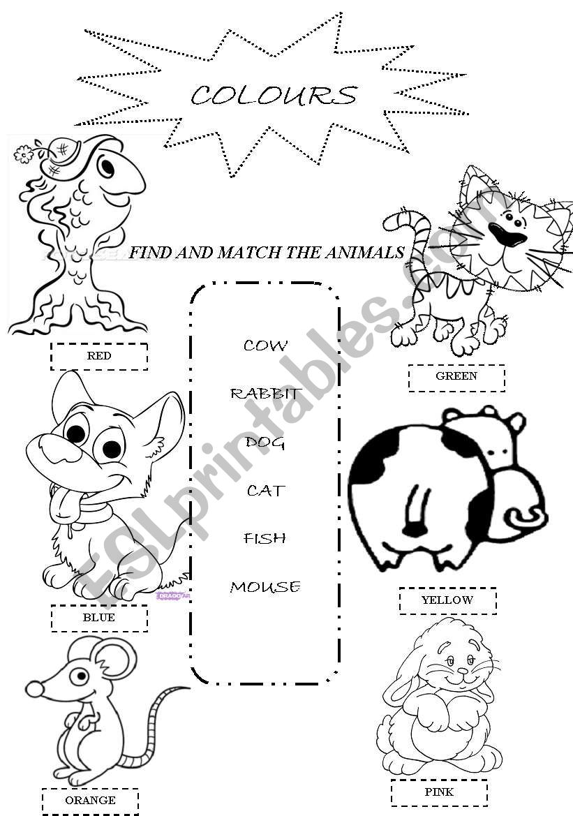 Funny colouring with animals worksheet