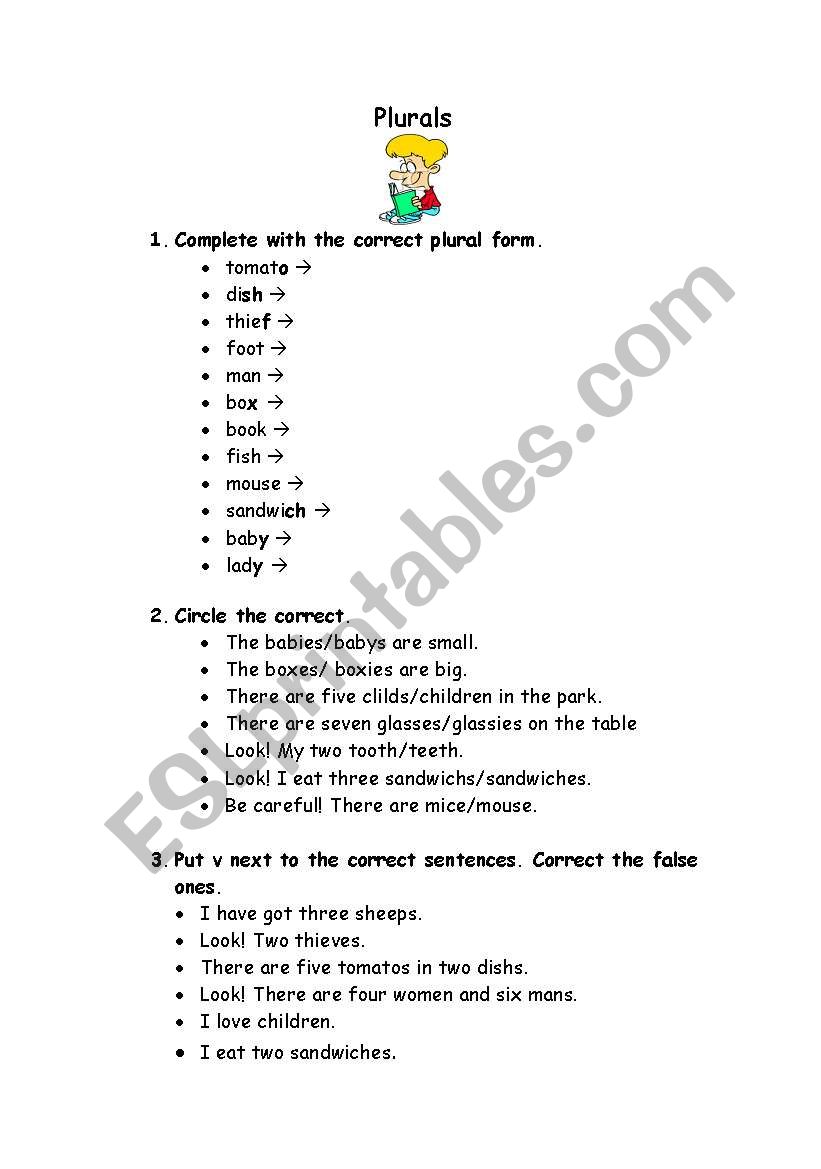 Plurals worksheet