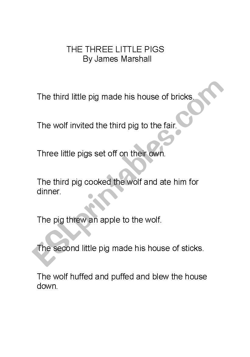 Three Little Pigs Sequencing  worksheet