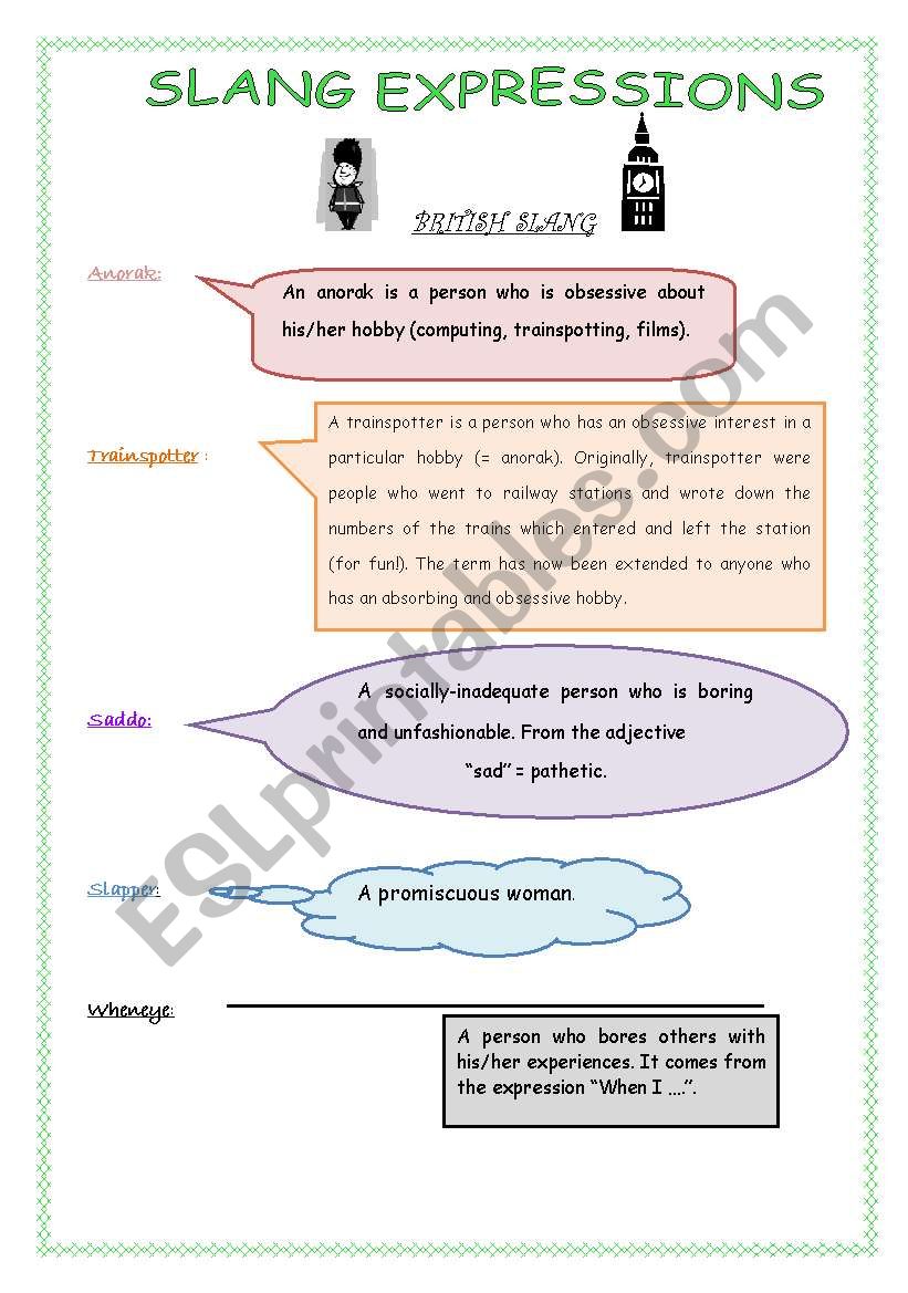 BRITISH - AMERICAN SLANG EXPRESSIONS