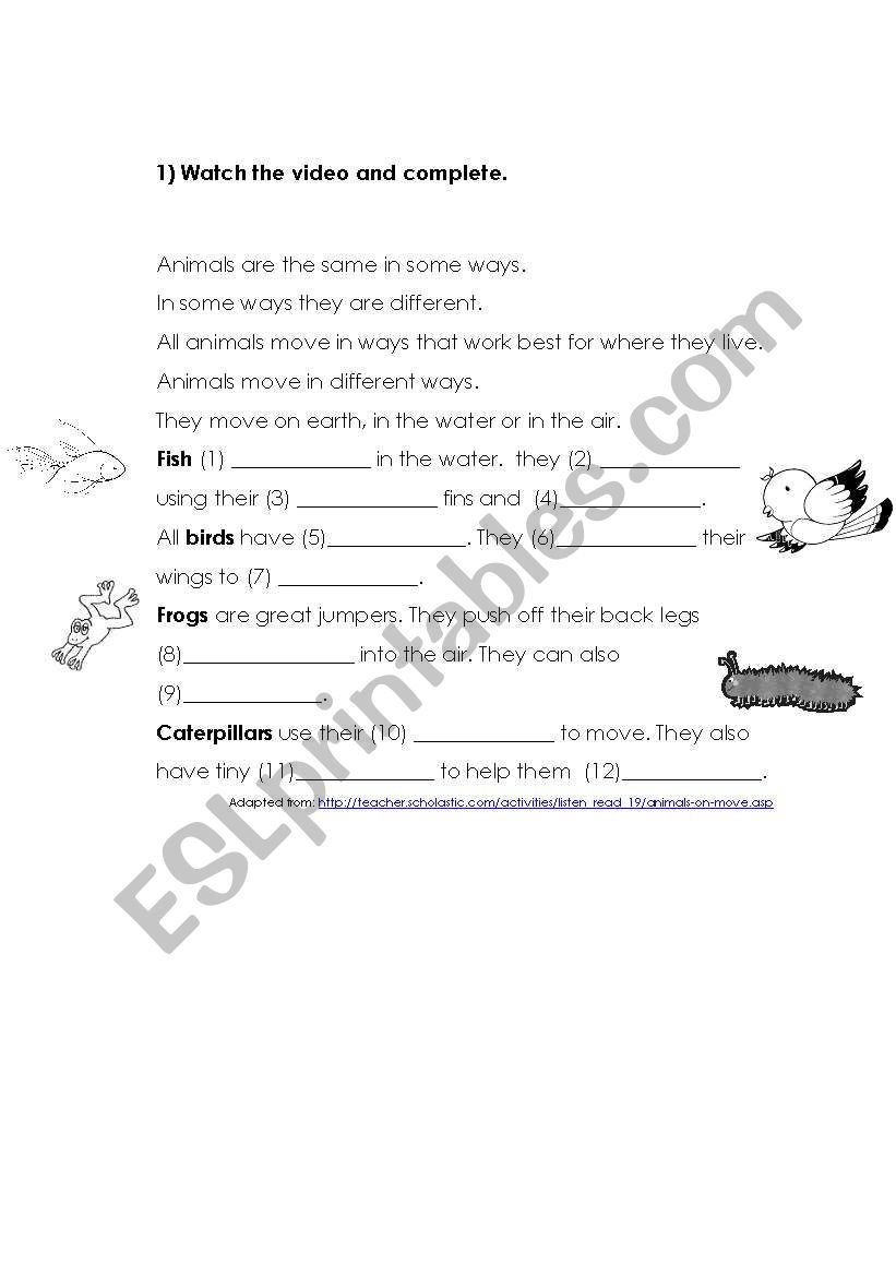 HOW ANIMALS MOVE PART 2 worksheet