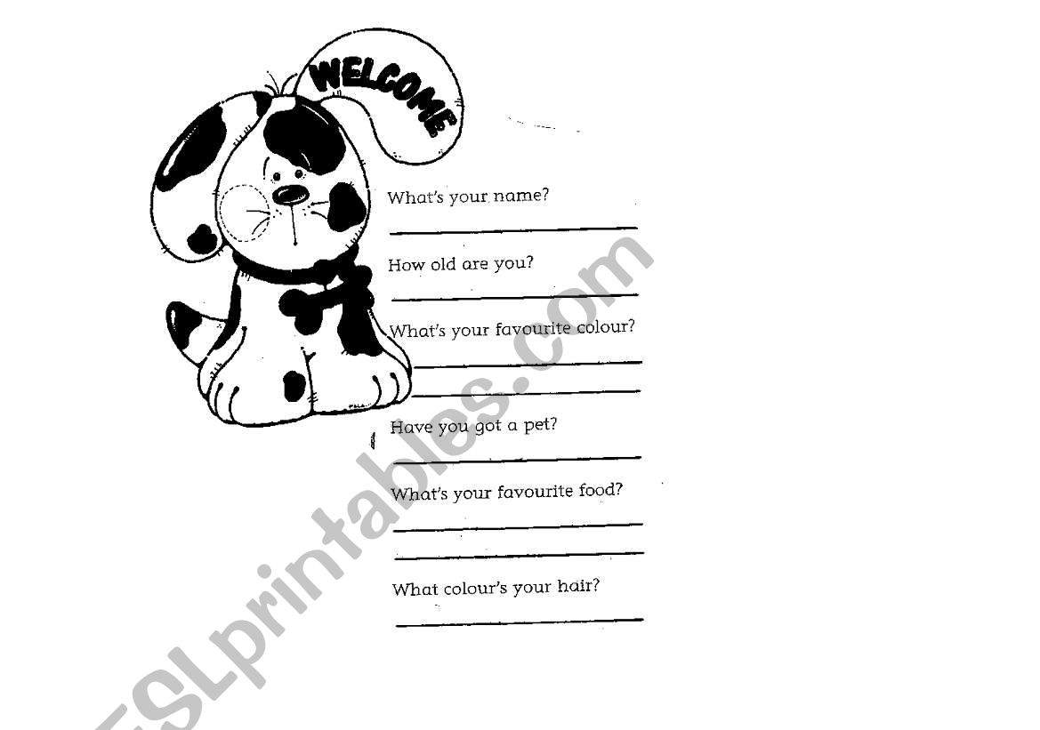 Welcome!! worksheet