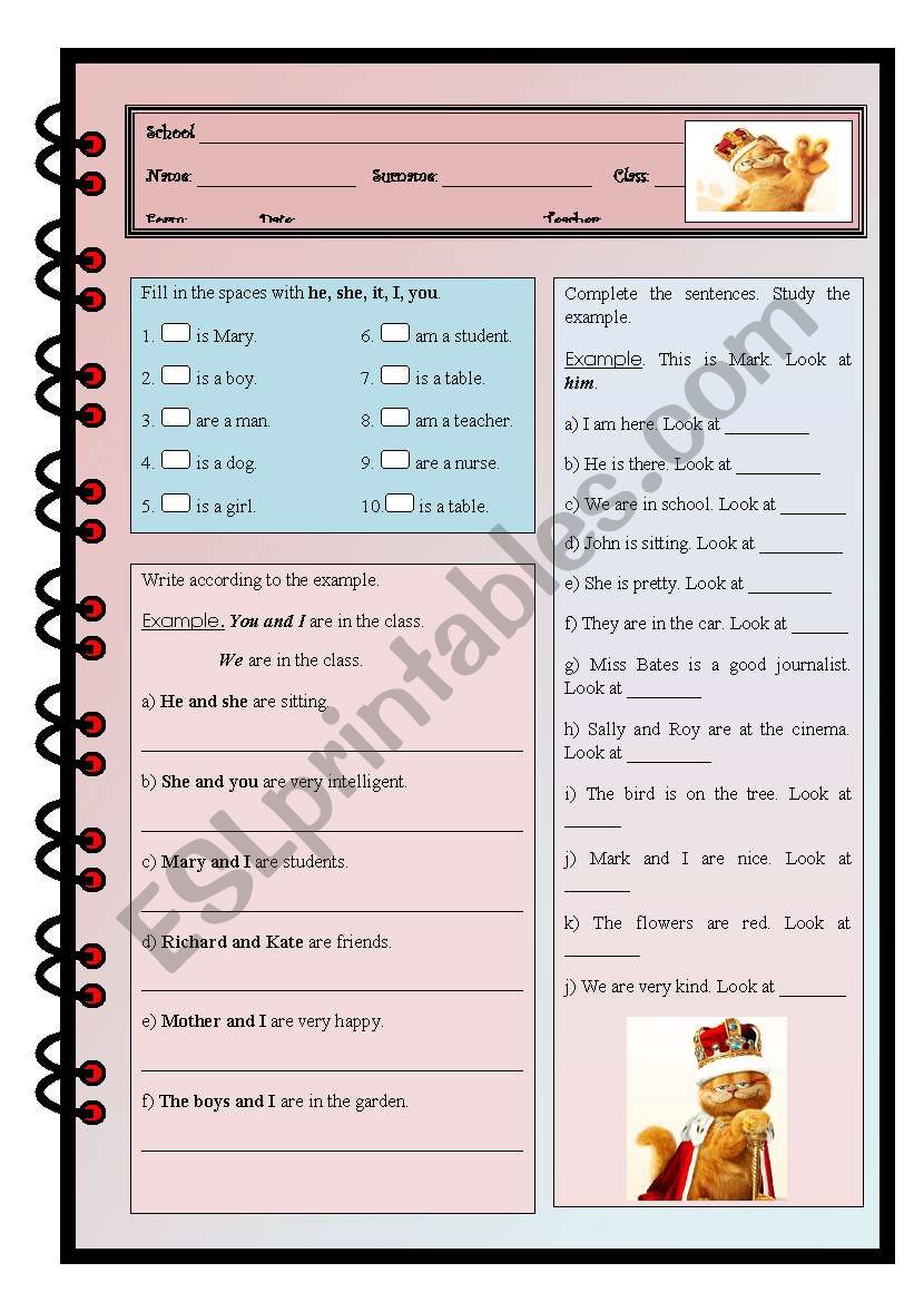 Personal Pronouns worksheet