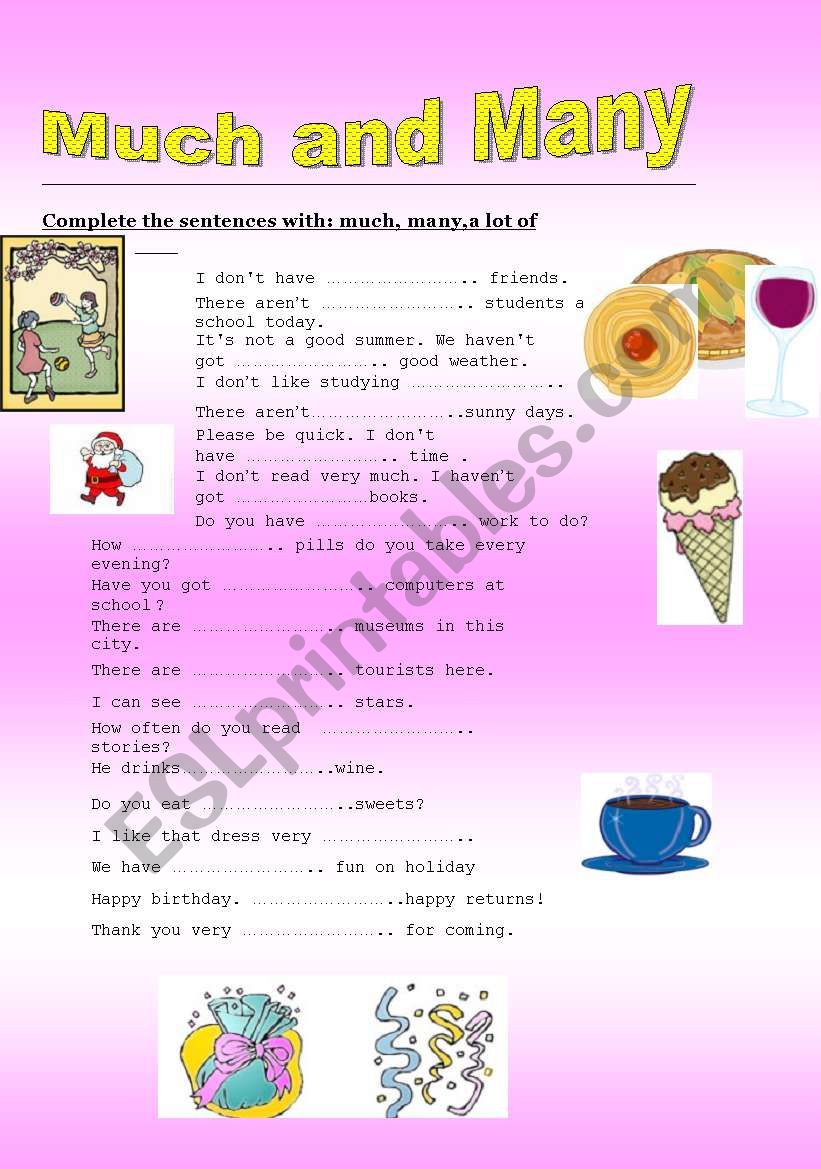 much and many worksheet