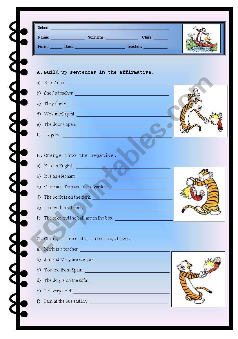 Verb to Be worksheet