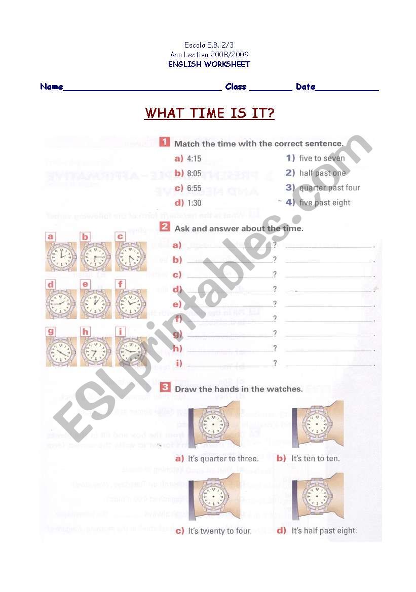 What time is it? worksheet