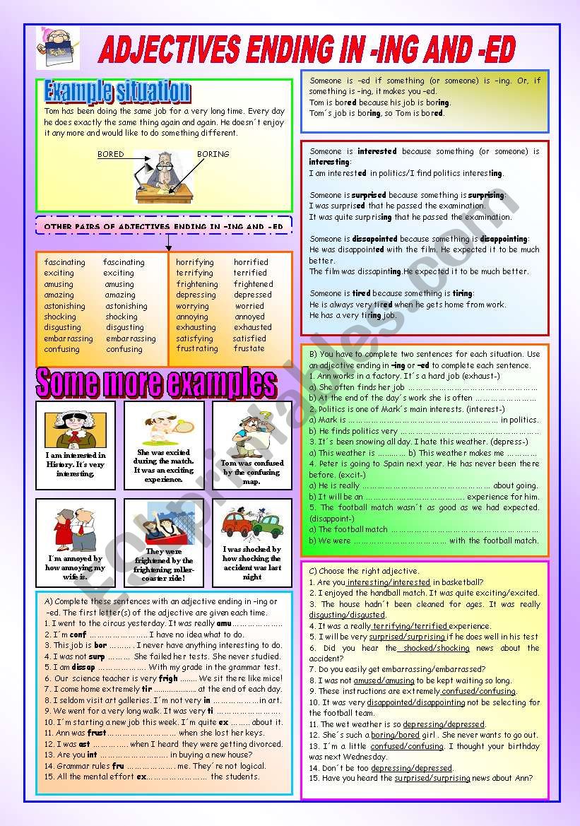 ADJECTIVES ENDING IN -ING AND -ED