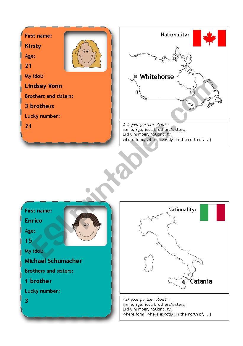 people flashcards 6 (from 12) worksheet