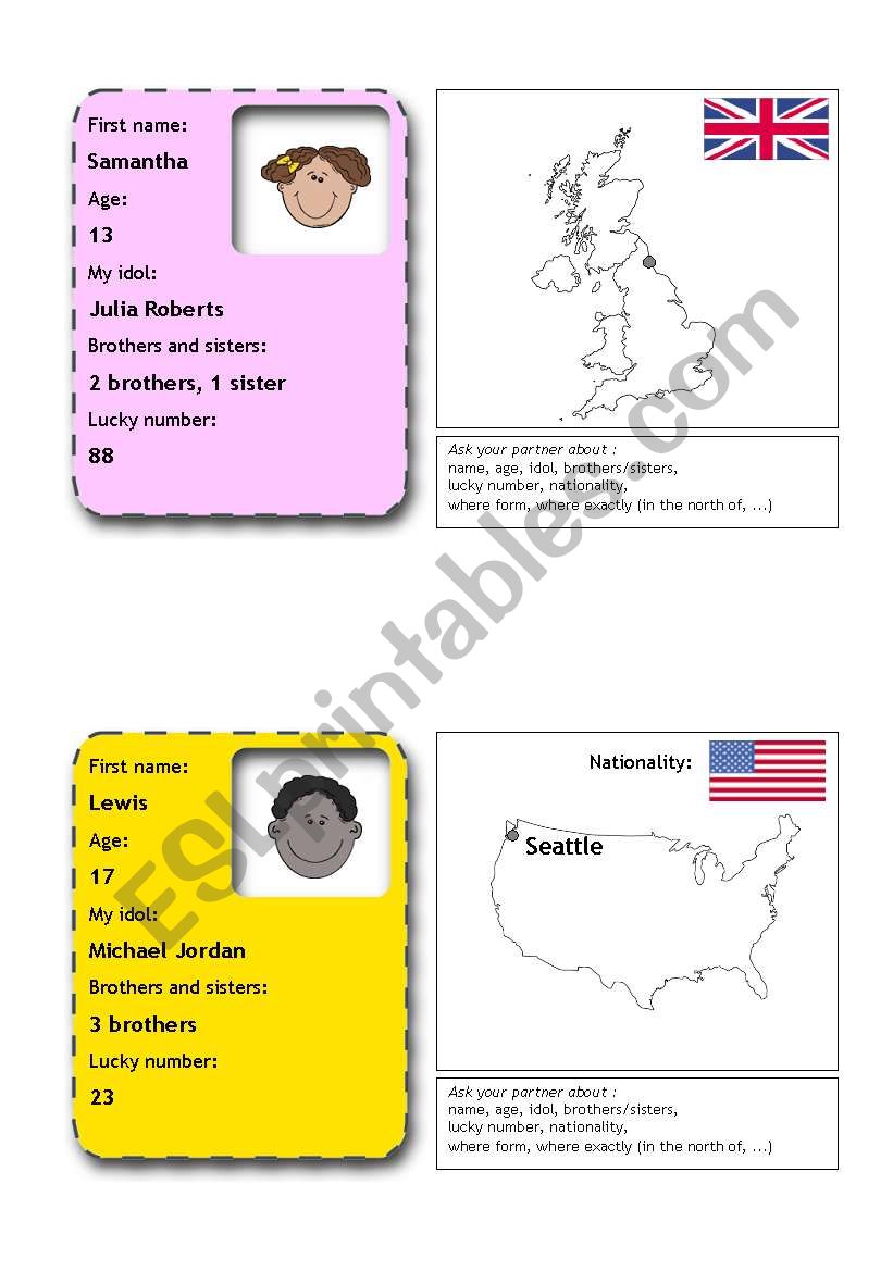 people flashcards 7 (from 12) worksheet