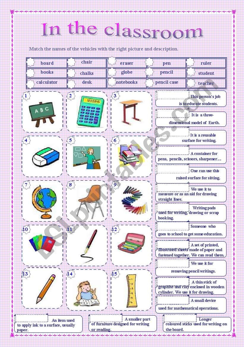 In the classroom (editable, key)