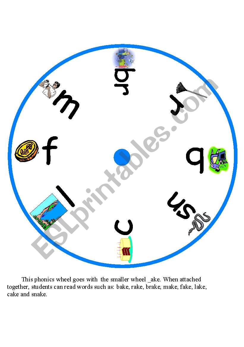 Phonics Wheel (_ake) worksheet