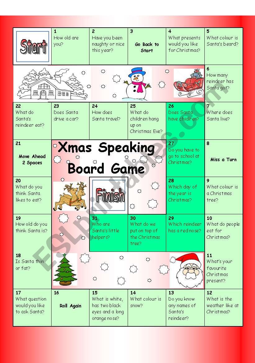 Board Game - Christmas (Easy) worksheet