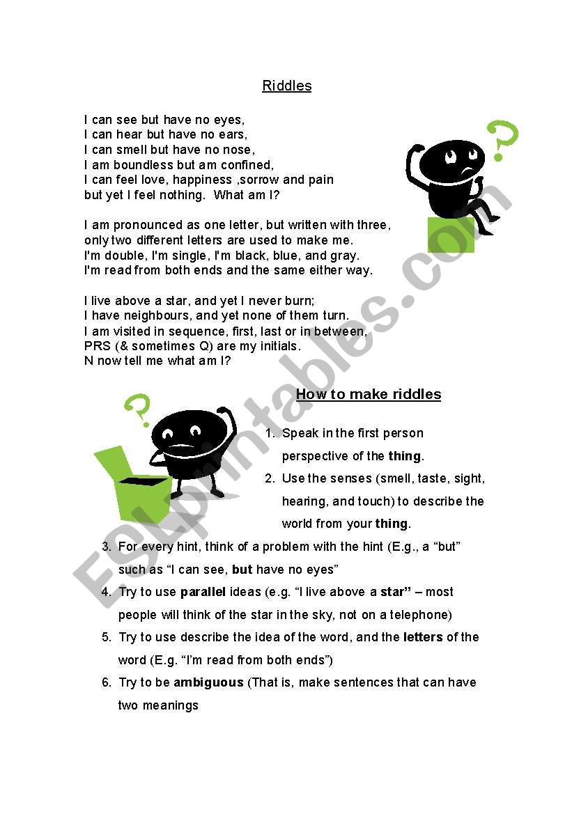 How to Make Riddles worksheet
