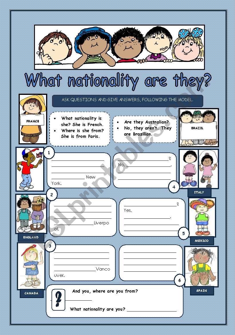 WHAT NATIONALITY ARE THEY? worksheet