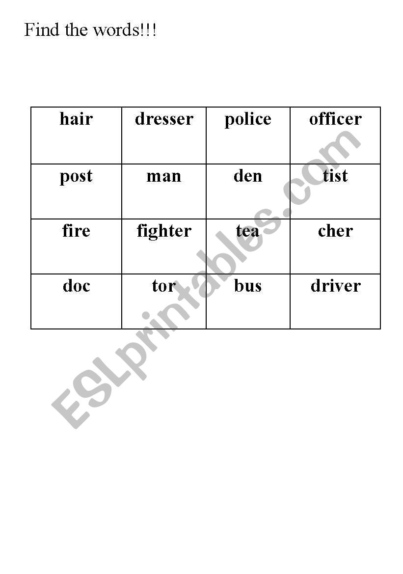 occupation worksheet