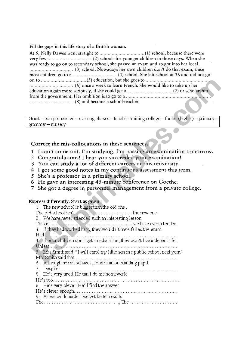 education worksheet