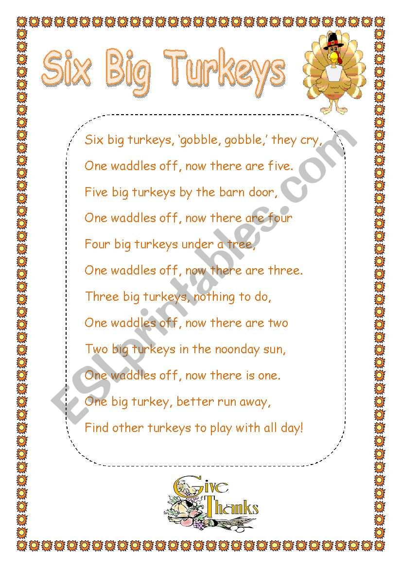 Thanksgiving Poem worksheet