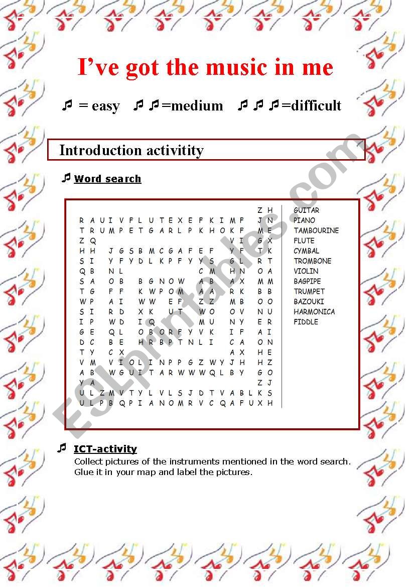 Ive got the music in me (7 pages -  different levels)