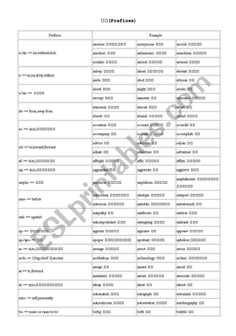 suffix and prefix worksheet